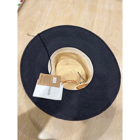 Greenpacha Solana Unisex Sun Panama Hat Black/Natural Color Straw Size M New - Picture 11 of 12